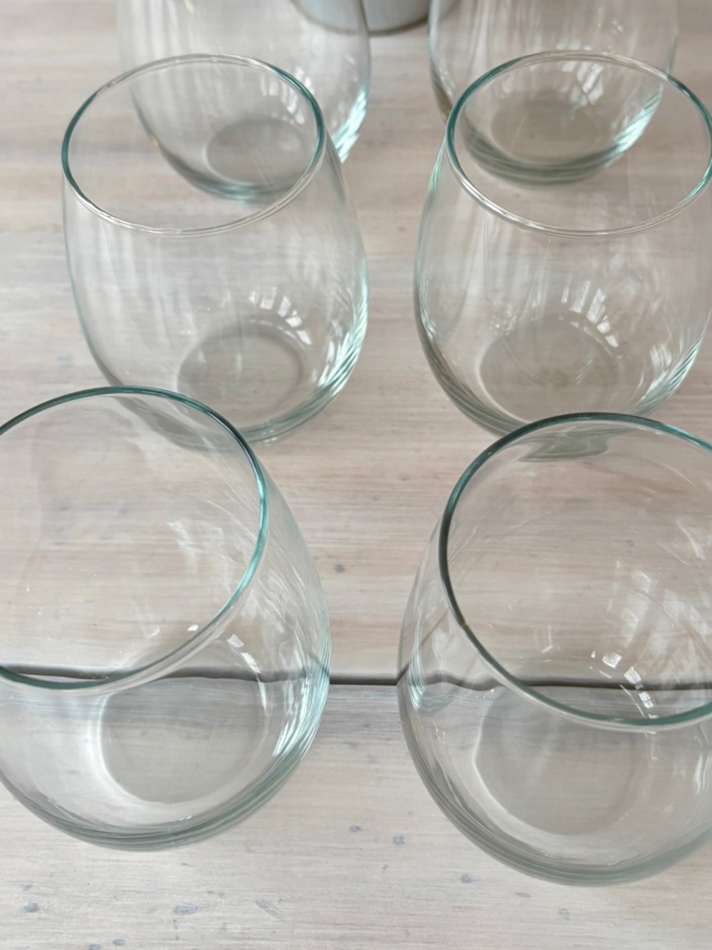Modern Stemless Drinking Glasses in Clear Class. Set of 6.
